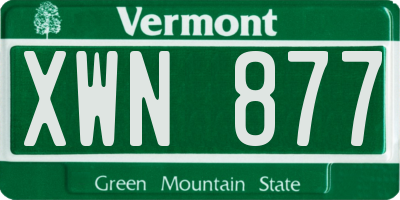 VT license plate XWN877