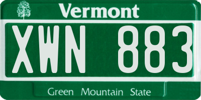 VT license plate XWN883