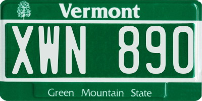VT license plate XWN890