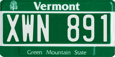VT license plate XWN891