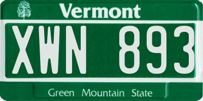 VT license plate XWN893