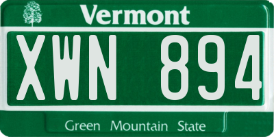 VT license plate XWN894