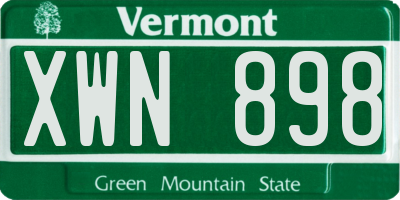 VT license plate XWN898