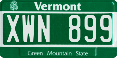 VT license plate XWN899