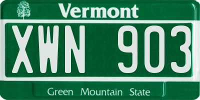 VT license plate XWN903