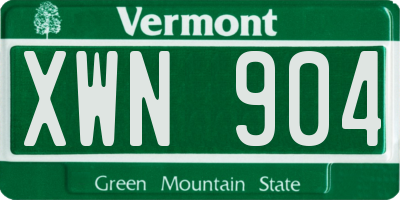 VT license plate XWN904