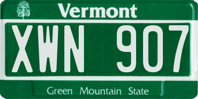 VT license plate XWN907