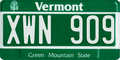 VT license plate XWN909