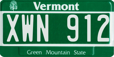 VT license plate XWN912