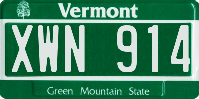 VT license plate XWN914