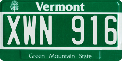 VT license plate XWN916