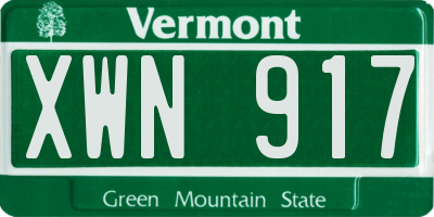 VT license plate XWN917