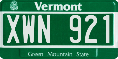 VT license plate XWN921
