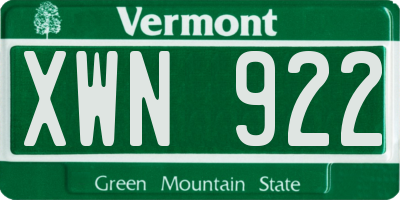 VT license plate XWN922