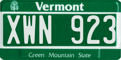 VT license plate XWN923