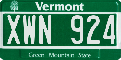 VT license plate XWN924