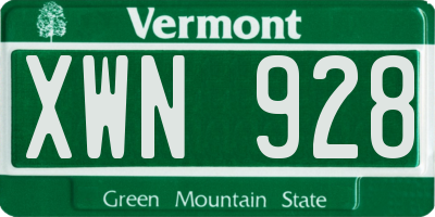 VT license plate XWN928