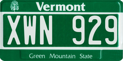 VT license plate XWN929