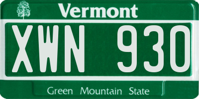 VT license plate XWN930