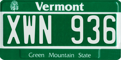 VT license plate XWN936