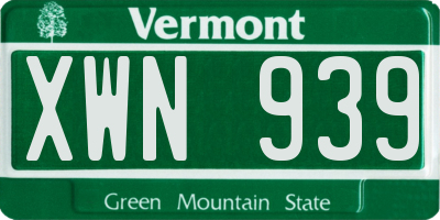 VT license plate XWN939