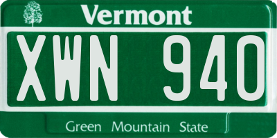 VT license plate XWN940