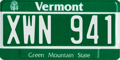 VT license plate XWN941