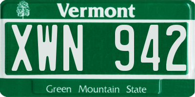 VT license plate XWN942