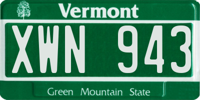 VT license plate XWN943