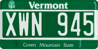 VT license plate XWN945