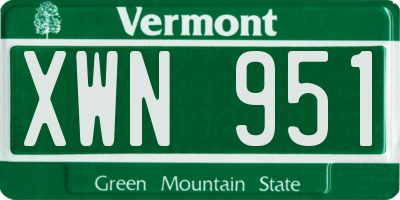 VT license plate XWN951