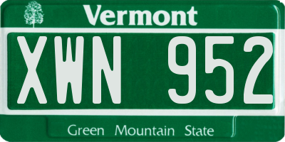 VT license plate XWN952