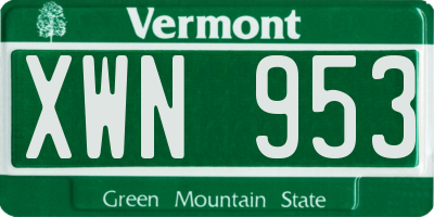 VT license plate XWN953