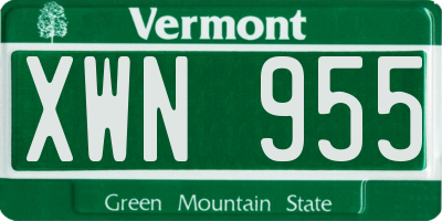 VT license plate XWN955