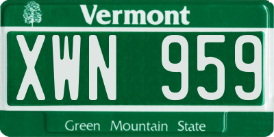 VT license plate XWN959