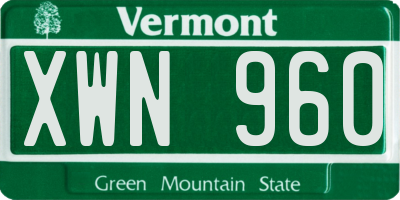 VT license plate XWN960