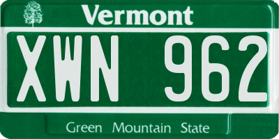 VT license plate XWN962