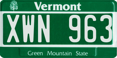 VT license plate XWN963