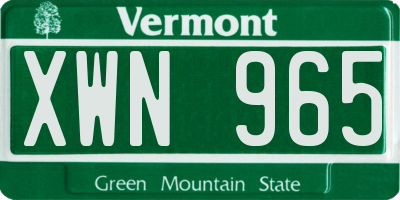 VT license plate XWN965