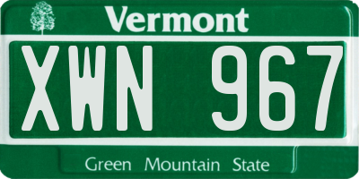 VT license plate XWN967