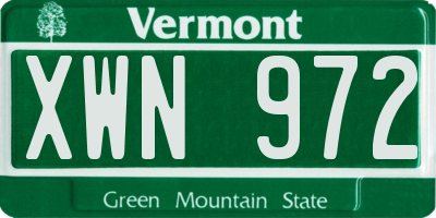 VT license plate XWN972