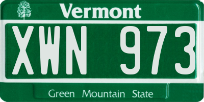 VT license plate XWN973