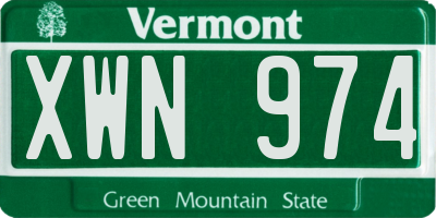 VT license plate XWN974