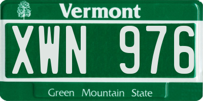 VT license plate XWN976