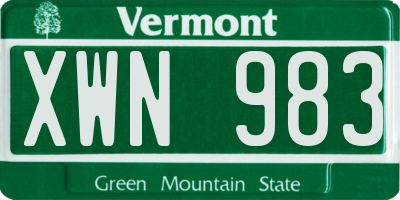 VT license plate XWN983
