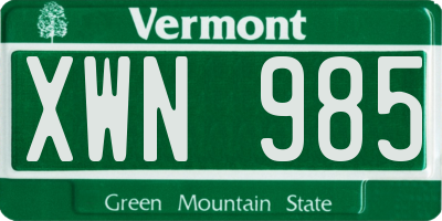 VT license plate XWN985