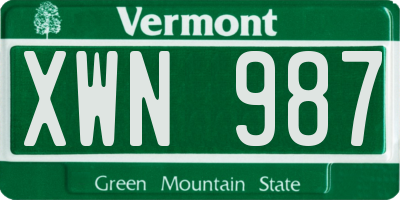 VT license plate XWN987