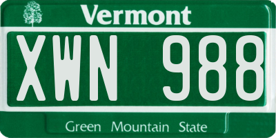 VT license plate XWN988