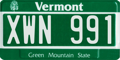 VT license plate XWN991