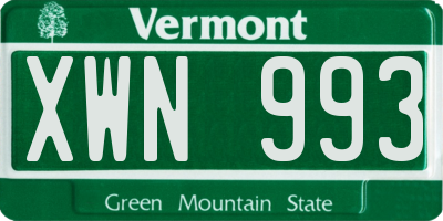 VT license plate XWN993